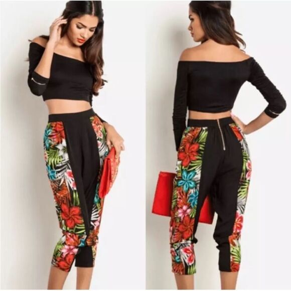 Line & dot Pant black Rainbow Tropical 100% silk elastic waist pockets size XS n - Picture 15 of 15